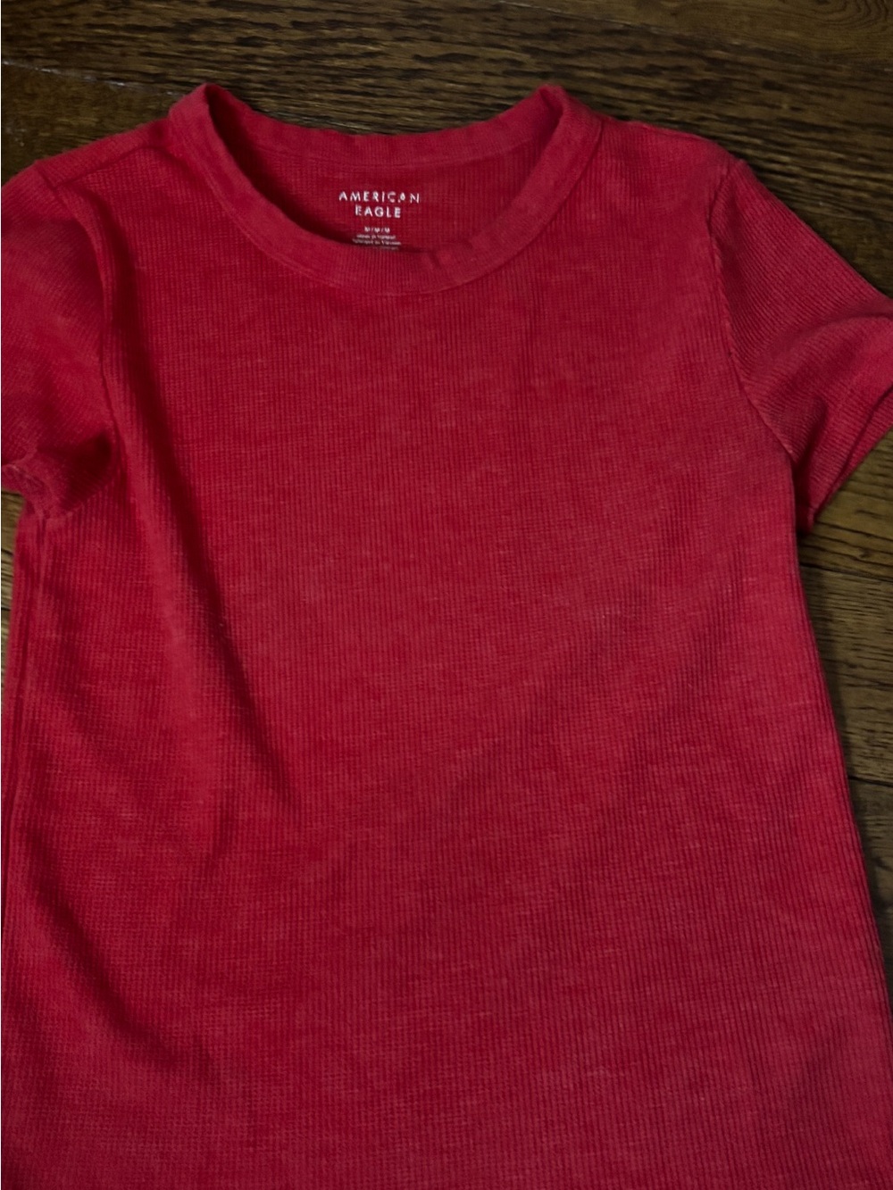 American Eagle Outfitters Red Short Sleeve Ribbed Tee